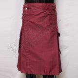 Round Pockets Maroon Color Utility Kilt