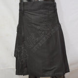 Black Color Plain Utility Kilt