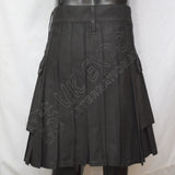 Black Color Plain Utility Kilt