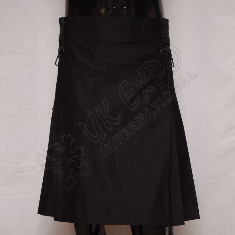 Black Color Sports Casual Utility Kilt