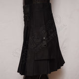 Black Color Sports Casual Utility Kilt