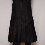 Black Color Sports Casual Utility Kilt