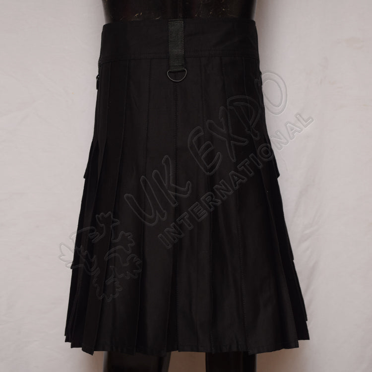 Black Color Sports Casual Utility Kilt