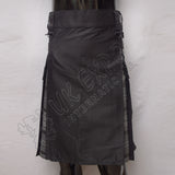 Decent Black Hybrid With Black Charcoal Gray Tartan Utility Kilt