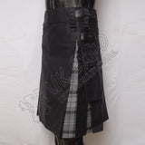 Decent Black Hybrid With Black Charcoal Gray Tartan Utility Kilt