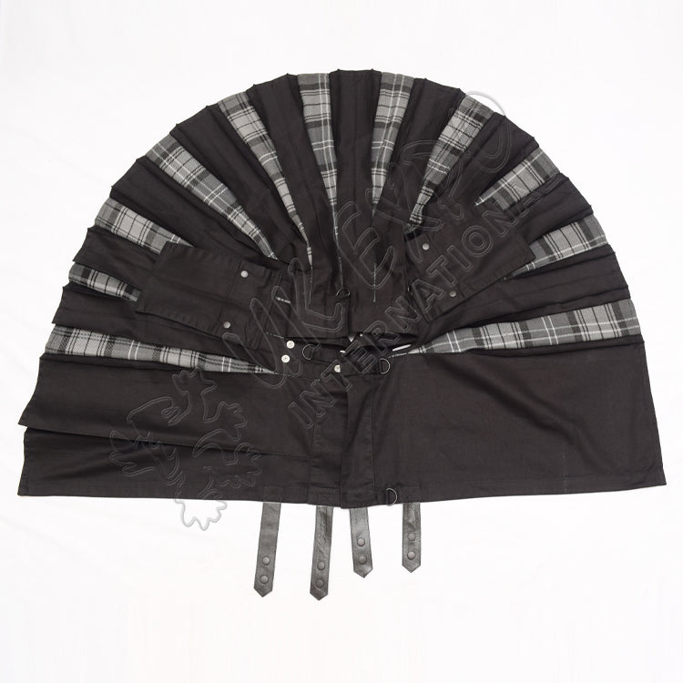 Decent Black Hybrid With Black Charcoal Gray Tartan Utility Kilt