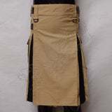 Khaki With Black Hybrid Utility Kilt