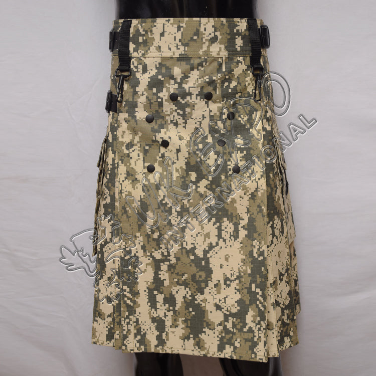 Men Army Digital Camo Utility Cargo Kilt