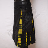 Black Cotton Hybrid Macleod Tartan Utility Kilt