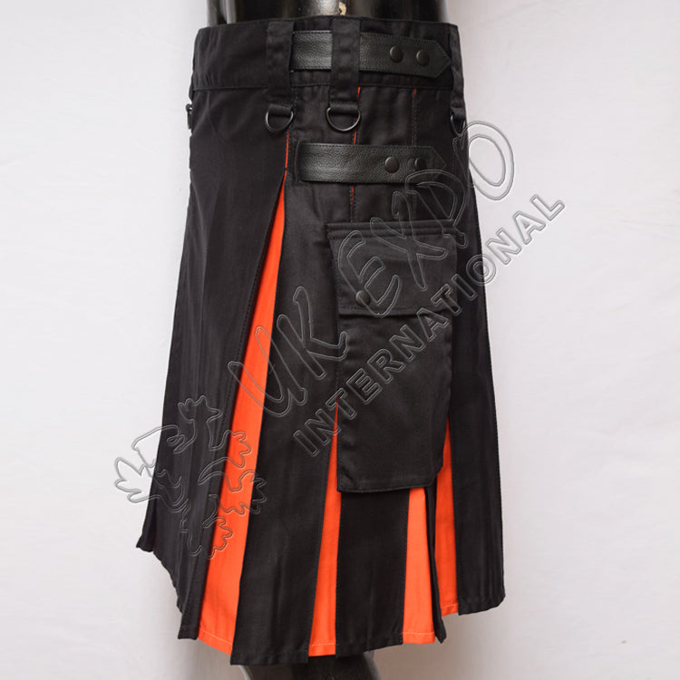 Black And Orange Hybrid Utility Kilt
