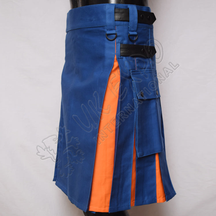 Sky Blue Orange Hybrid Utility Kilt
