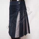 Navy Blue With Grey Hybrid Utility Kilt