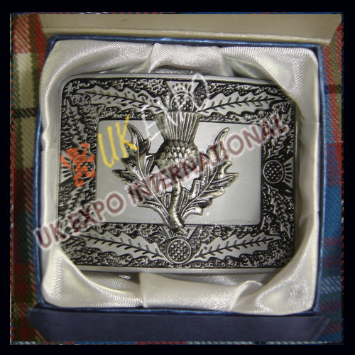 Antique Scottish Thistle Black Color Filled And Dull Finish Buckle