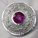 Red Stone Thistle Plaid Brooch