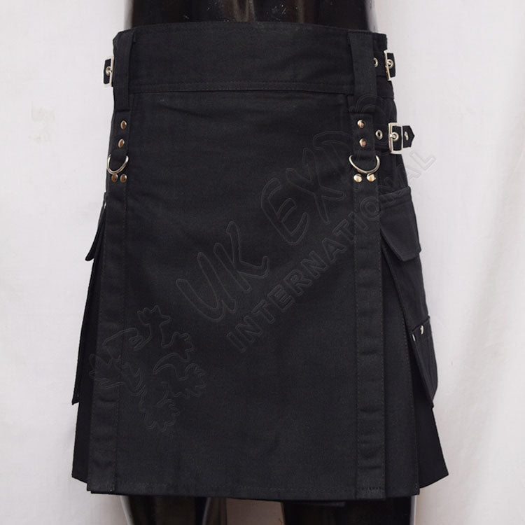 Women Black Utility Kilt 3 Straps