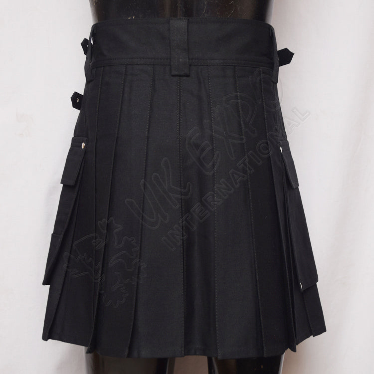 Women Black Utility Kilt 3 Straps