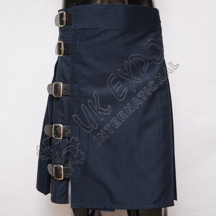 Navy Blue With Grey Hybrid Utility Kilt