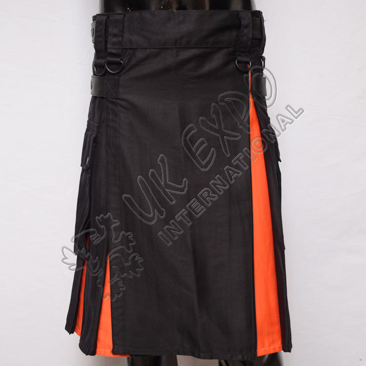 Black And Orange Hybrid Utility Kilt