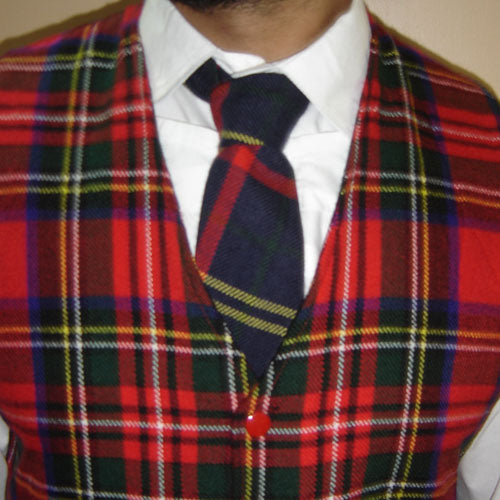 Modern Black Stewart Tartan Vest