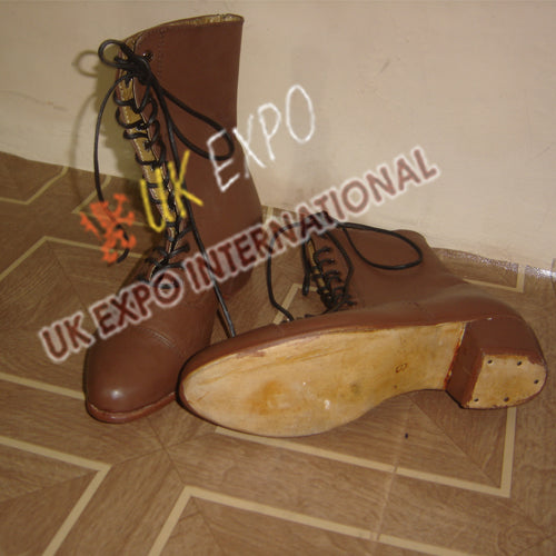 Civil War Lace Up Brown Leather Military Boots