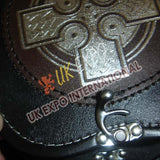 Brown Leather Celtic Embossed Black Leather Sporran