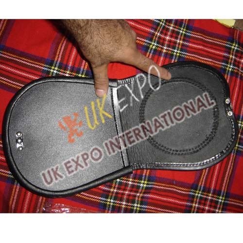 Brown Leather Celtic Embossed Black Leather Sporran