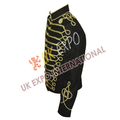 Black Wool Hussar Ceremonial Fashion Coat