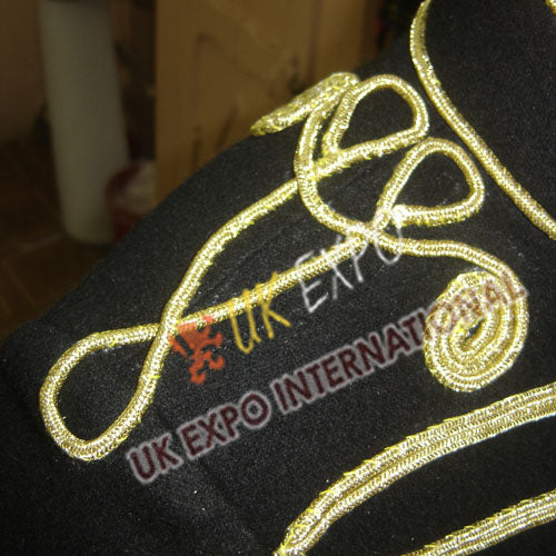 Black Wool Hussar Ceremonial Fashion Coat