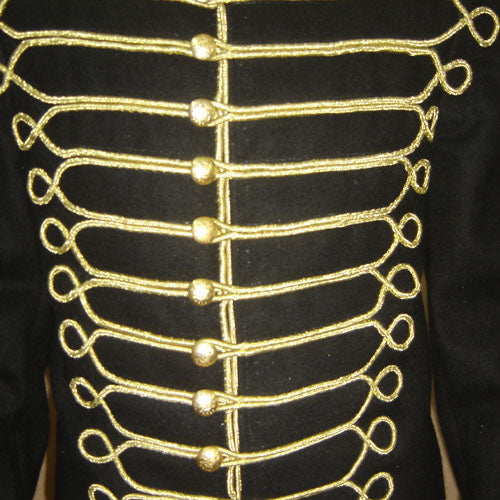 Black Wool Hussar Ceremonial Fashion Coat