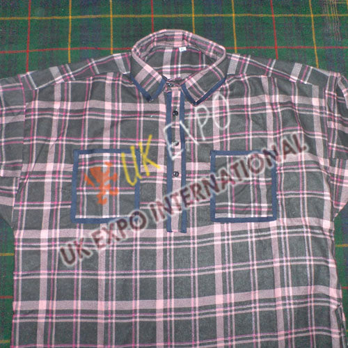 Men Purple Black Check Muslin Shirt