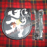 Blue Rampart Lion Black Leather Smart Sporran