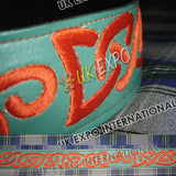 Green Belt With Red Hand Embroidery Black Color Backing