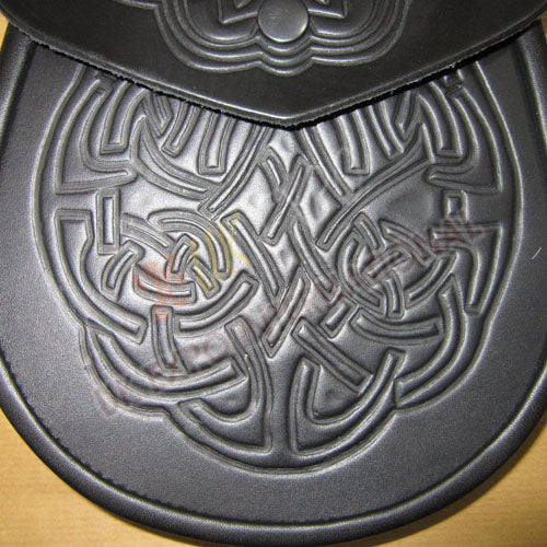Celtic Embossed Cowhide Black Leather Sporran