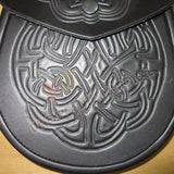 Celtic Embossed Cowhide Black Leather Sporran