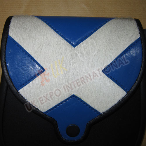 Black Leather Scottish Flag Smart Sporran