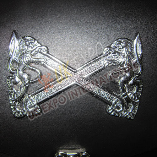 Rampart Lion Celtic Chrome Cowhide Black Leather Sporran