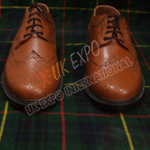 Brown Ghillie Brogues Full Grain Leather Upper Shoes