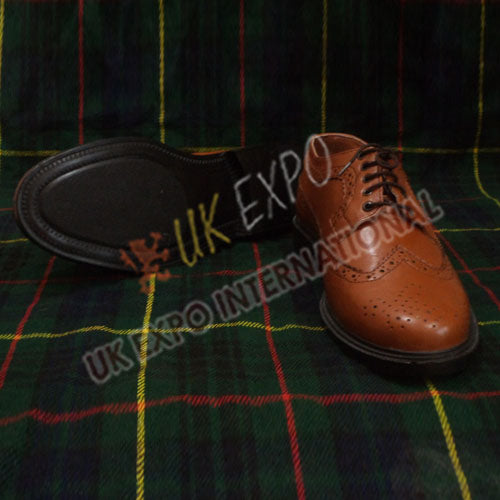 Brown Ghillie Brogues Full Grain Leather Upper Shoes