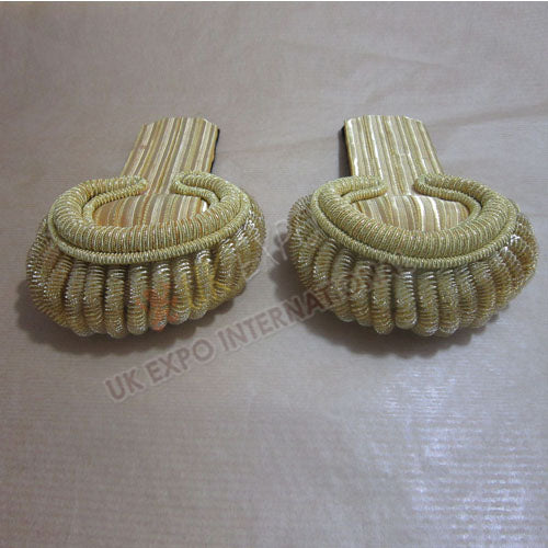 Gold Bullion Wire Braid Epaulettes French Style Padded Military Shoulder Boards