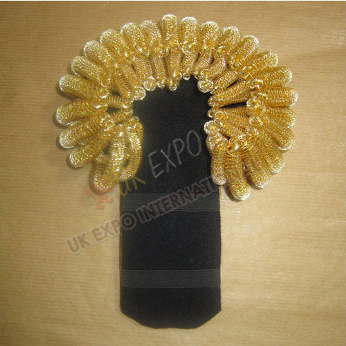 Gold Bullion Wire Braid Epaulettes French Style Padded Military Shoulder Boards
