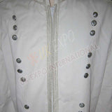 White Heavy Jean Doublet  Silver Braid With Chrome Thistle Button
