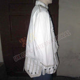 White Heavy Jean Doublet  Silver Braid With Chrome Thistle Button