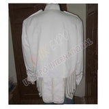 White Heavy Jean Doublet  Silver Braid With Chrome Thistle Button
