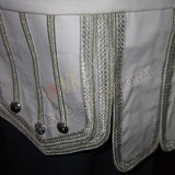 White Heavy Jean Doublet  Silver Braid With Chrome Thistle Button
