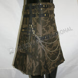 Brown Camouflage Sports Casual Chain Utility Kilt