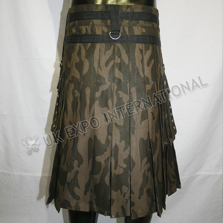 Brown Camouflage Sports Casual Chain Utility Kilt