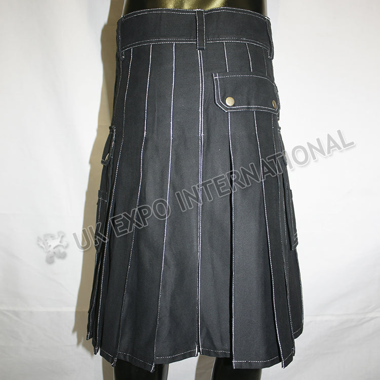 White Thread Magic Black Utility Kilt