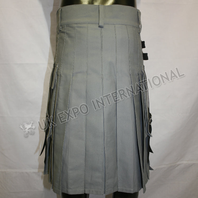 Men Gray Simple PC Tactical Webbing Utility Kilt