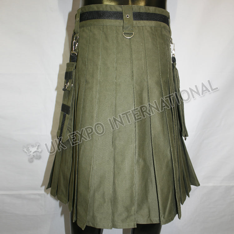 Y Style Darker Olive Heavy Canvas Utility Kilt