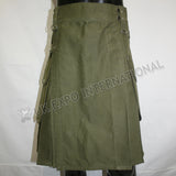 Olive Color Sports Casual Utility Kilt